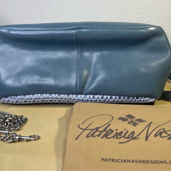 Patricia Nash Casini Leather Frame Satchel - Blue Looped Weave - Picture 7 of 8